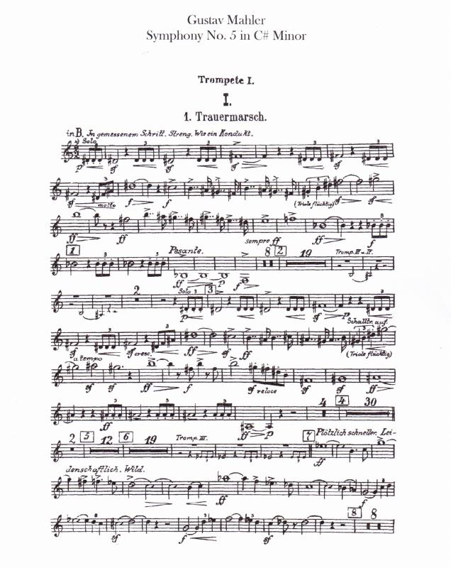 マーラー5番の全トランペットパートpdf譜 Trumpet Works